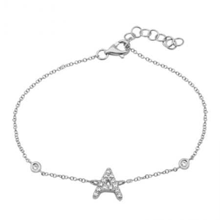 14K White Gold Diamond Initial And Diamond Bracelet-Bracelets-Maurice's Jewelers-A-