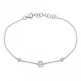 14K White Gold Diamond Initial And Diamond Bracelet-Bracelets-Maurice's Jewelers-B-