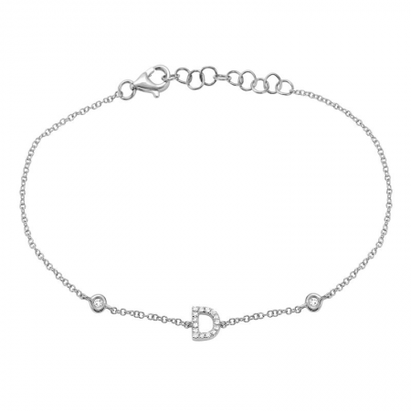 14K White Gold Diamond Initial And Diamond Bracelet-Bracelets-Maurice's Jewelers-D-