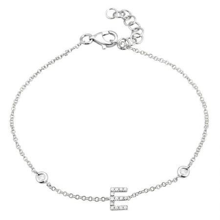 14K White Gold Diamond Initial And Diamond Bracelet-Bracelets-Maurice's Jewelers-E-