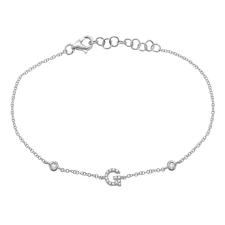 14K White Gold Diamond Initial And Diamond Bracelet-Bracelets-Maurice's Jewelers-G-