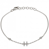 14K White Gold Diamond Initial And Diamond Bracelet-Bracelets-Maurice's Jewelers-H-