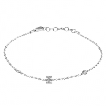 14K White Gold Diamond Initial And Diamond Bracelet-Bracelets-Maurice's Jewelers-I-