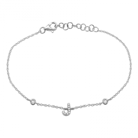 14K White Gold Diamond Initial And Diamond Bracelet-Bracelets-Maurice's Jewelers-