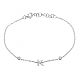 14K White Gold Diamond Initial And Diamond Bracelet-Bracelets-Maurice's Jewelers-K-
