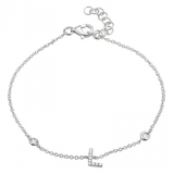 14K White Gold Diamond Initial And Diamond Bracelet-Bracelets-Maurice's Jewelers-L-