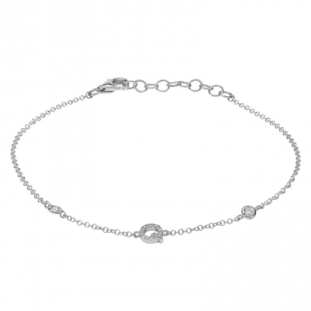 14K White Gold Diamond Initial And Diamond Bracelet-Bracelets-Maurice's Jewelers-Q-