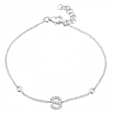 14K White Gold Diamond Initial And Diamond Bracelet-Bracelets-Maurice's Jewelers-S-