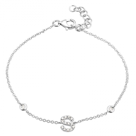14K White Gold Diamond Initial And Diamond Bracelet-Bracelets-Maurice's Jewelers-S-