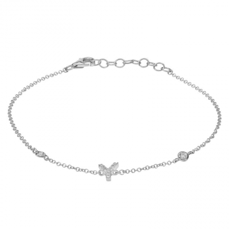 14K White Gold Diamond Initial And Diamond Bracelet-Bracelets-Maurice's Jewelers-Y-
