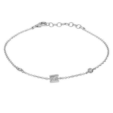 14K White Gold Diamond Initial And Diamond Bracelet-Bracelets-Maurice's Jewelers-Z-