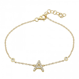 14K Yellow Gold Diamond Initial And Diamond Bracelet-Bracelets-superbell-A-