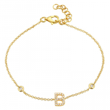 14K Yellow Gold Diamond Initial And Diamond Bracelet-Bracelets-superbell-B-