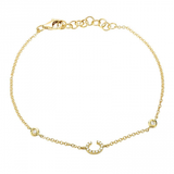 14K Yellow Gold Diamond Initial And Diamond Bracelet-Bracelets-superbell-C-