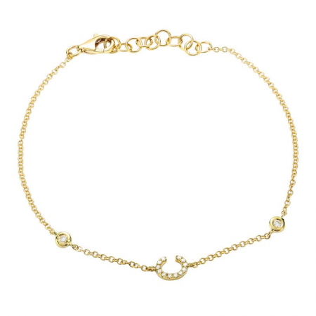 14K Yellow Gold Diamond Initial And Diamond Bracelet-Bracelets-superbell-C-