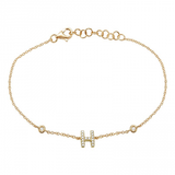 14K Yellow Gold Diamond Initial And Diamond Bracelet-Bracelets-superbell-H-