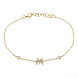 14K Yellow Gold Diamond Initial And Diamond Bracelet-Bracelets-superbell-M-