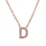14K Rose Gold Diamond Initial Necklace