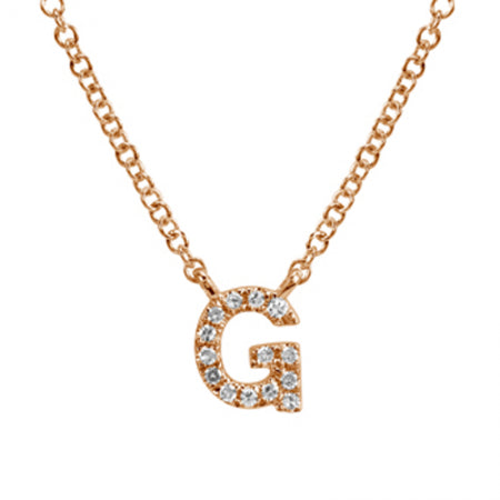 14K Rose Gold Diamond Initial Necklace