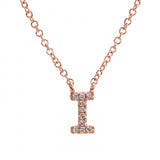 14K Rose Gold Diamond Initial Necklace