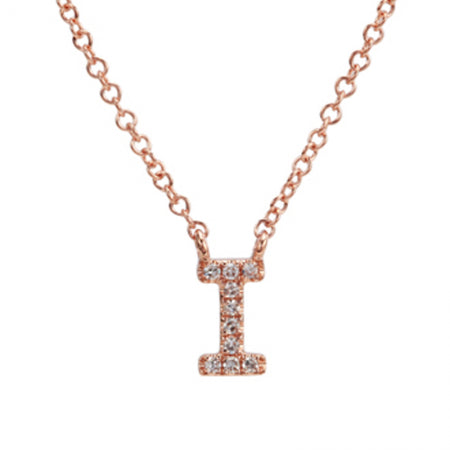 14K Rose Gold Diamond Initial Necklace