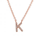 14K Rose Gold Diamond Initial Necklace