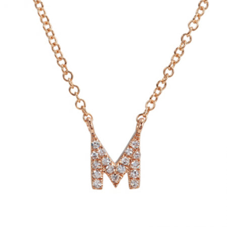 14K Rose Gold Diamond Initial Necklace