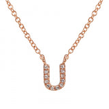 14K Rose Gold Diamond Initial Necklace