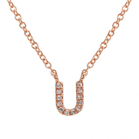 14K Rose Gold Diamond Initial Necklace