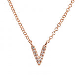 14K Rose Gold Diamond Initial Necklace