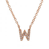 14K Rose Gold Diamond Initial Necklace-Necklaces-Maurice's Jewelers-W-