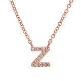 14K Rose Gold Diamond Initial Necklace