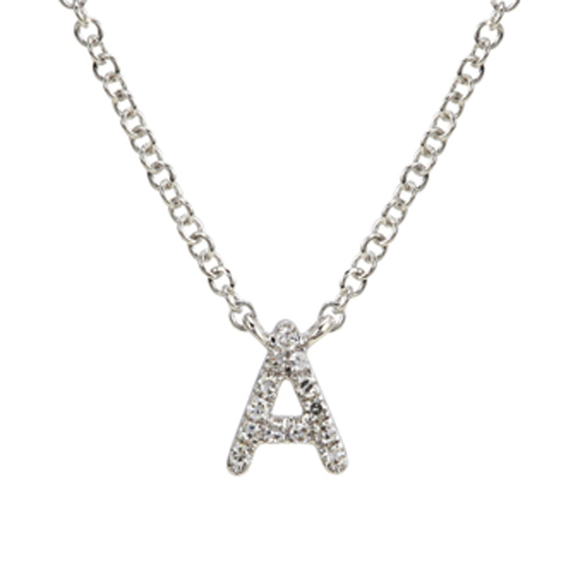 14K White Gold Diamond Initial Necklace-Necklaces-Maurice's Jewelers-A-