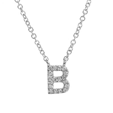 14K White Gold Diamond Initial Necklace