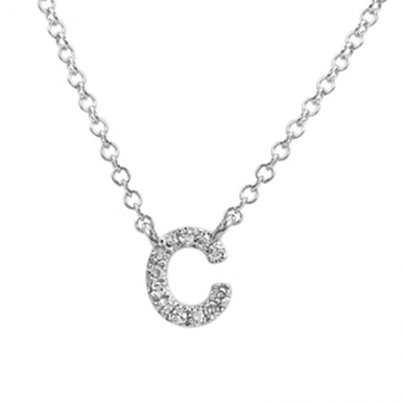 14K White Gold Diamond Initial Necklace-Necklaces-Maurice's Jewelers-C-