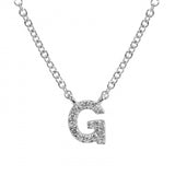 14K White Gold Diamond Initial Necklace