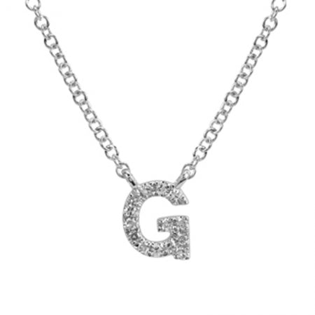 14K White Gold Diamond Initial Necklace