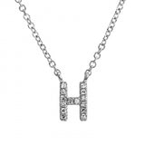 14K White Gold Diamond Initial Necklace