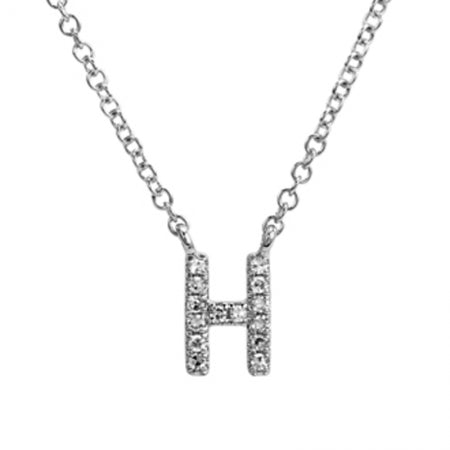 14K White Gold Diamond Initial Necklace