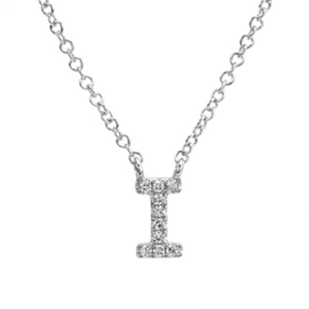 14K White Gold Diamond Initial Necklace-Necklaces-Maurice's Jewelers-I-