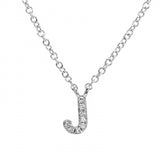 14K White Gold Diamond Initial Necklace