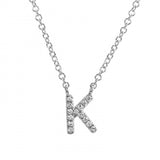 14K White Gold Diamond Initial Necklace-Necklaces-Maurice's Jewelers-K-