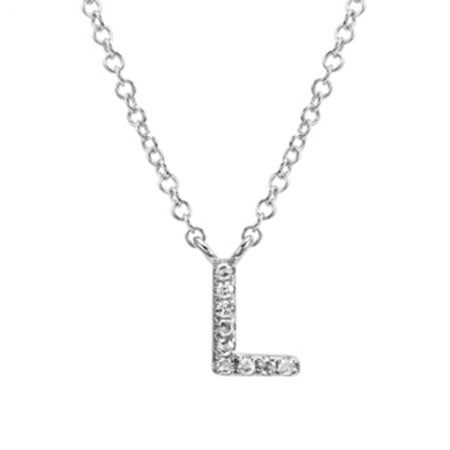 14K White Gold Diamond Initial Necklace