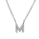 14K White Gold Diamond Initial Necklace