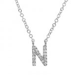 14K White Gold Diamond Initial Necklace