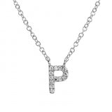 14K White Gold Diamond Initial Necklace