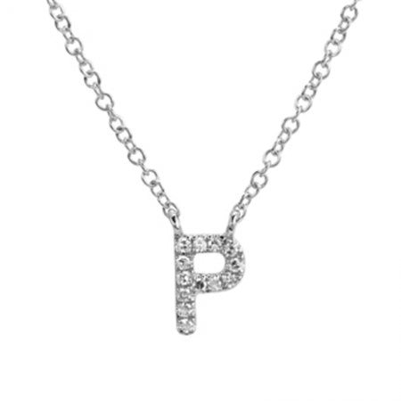 14K White Gold Diamond Initial Necklace