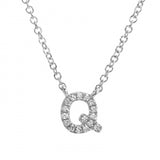 14K White Gold Diamond Initial Necklace