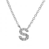 14K White Gold Diamond Initial Necklace