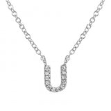 14K White Gold Diamond Initial Necklace-Necklaces-Maurice's Jewelers-U-